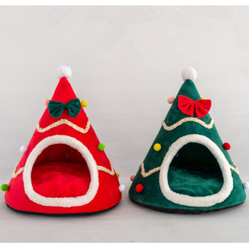 Creative pet nest tent christmas hat dog kennel