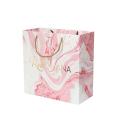 Bolsa de papel de regalo rosa de papel de aluminio de oro personalizado