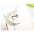 Silver Moon Necklace Pendant Silver Necklace 80cm Letter Necklace Initial