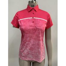 Damen stricken Digitaldruck Polo -Shirt