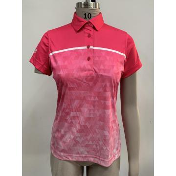 Ladies knit digital print Polo shirt