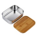 Wood Lid Stainless Steel Lunch Box