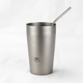 Custom Shape Dinner Titanium Cup With Straw