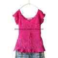 Sexy Fashion Pink Short Sleeve Hand Crochet Ladies Summer Dress