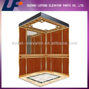 Wood and Glass Mirror Passenger Elevator