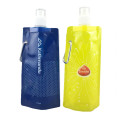 BPA free plastic reusable outdoor 470ml foldable bottle shape bag with metallic buckle spout pouch for drinking water packaging