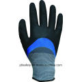 Luva de nitrilo azul 3/4 do revestimento e construções areia preta na palma da mão (N1572)