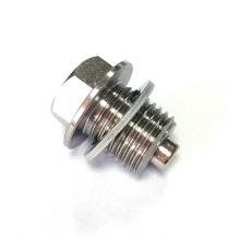 Silver stainless steel neodymium magnet drain plug