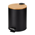 Bamboo lid Foot Pedal trash can