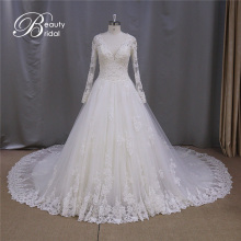 Top Verkauf Sexy V-Ausschnitt transparente Spitze Hochzeit Kleid 2016