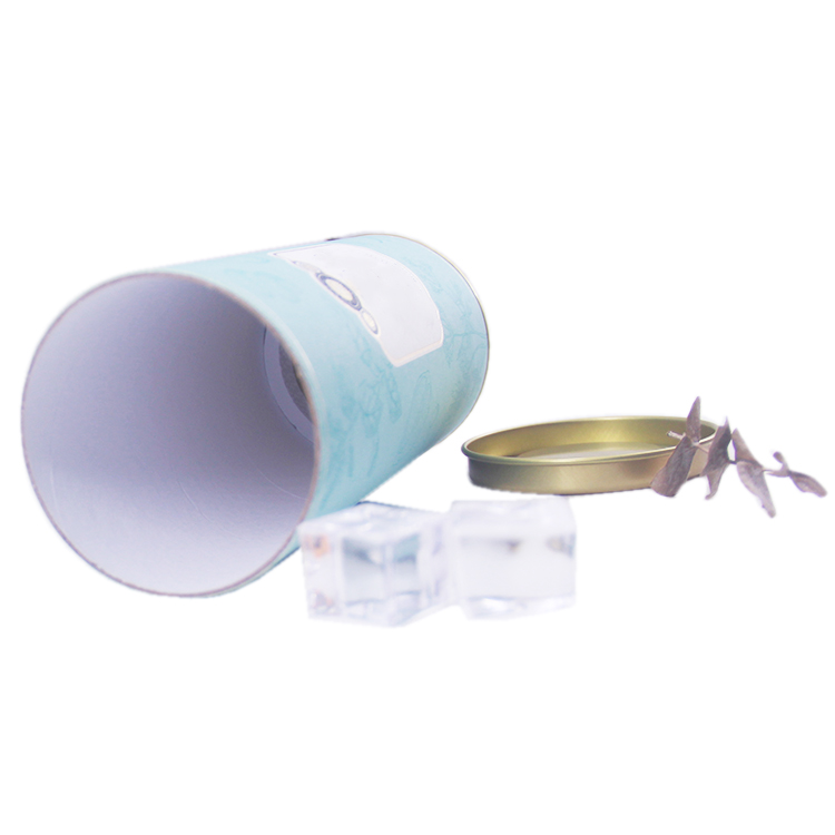 Paper tube blue wine packaging with metal lid Paper tube blue wine packaging with metal lid