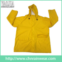 Yj-1056 Mens Waterproof Hooded Yellow Rain Jacket for Womens Raincoat