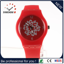 Red Charm Round Watch Head Silicone Watch (DC-996)