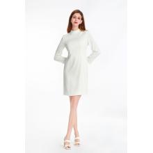 Stand Collar Long Sleeve Midi Kleid