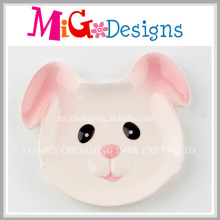 Low Price Rabbit Ceramic Jewelry Dish with Hand-Printing