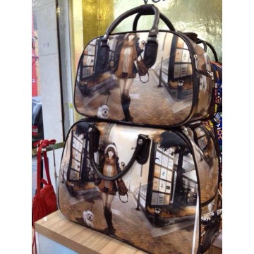 Latest New Fashion Printing Pu leather duffel trolley bag