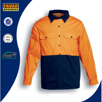 100% хлопок с длинным рукавом Привет Vis Twill Safety Work Shirt