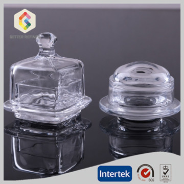 Clear glass butter dish