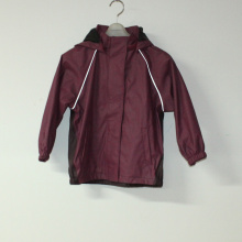 Dark Wine PU Reflexivo Rain Jacket para crianças / bebê