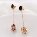 Long Chain Cubic Zirconia Circle Drop Earrings