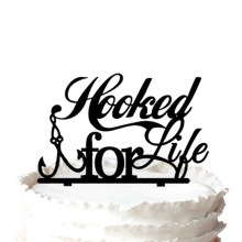 « Accro pour la vie » pêche Silhouette Wedding Cake Topper