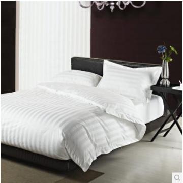 Canasin Classic 3cm Streifen Hotel Bettwäsche 100 % Baumwolle weiß