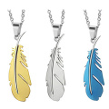 fashion accessories stainless steel jewelry mulit color feather pendant