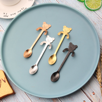 Gold-plated stainless steel coffee spoon bear spoon