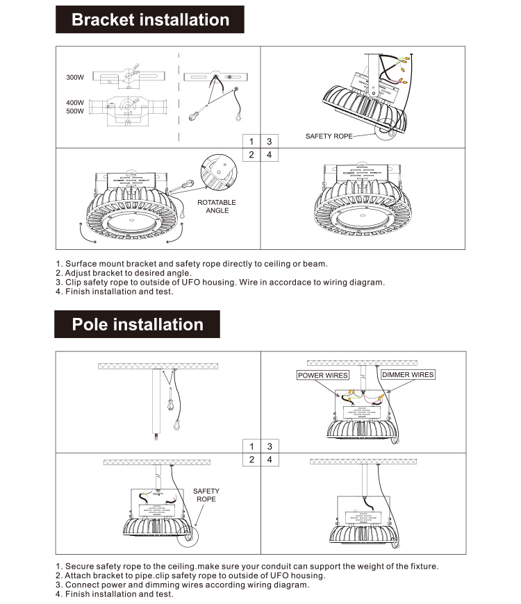 UFO LED High Bay Light Bracket Installation and Pole Installation _ 15