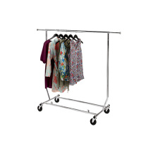 Collapsible Single Rail Salesman Rolling Rack - Chrome