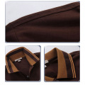 Ribbed Yarn Dye Stripe Collar Fashion Men Brown Polo Shirt on Sale