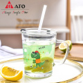 Clear Glass Milk Straw Mugs Drinkware Glass Cup