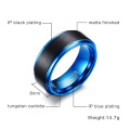 Cheap black and blue tungsten wedding bands