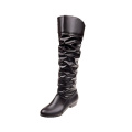 Ladies Patent Leather Casual Block Heel Slouch Boots