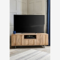 Mueble de madera con soporte para TV LED con vitrina