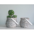 Round drum-like wash white rattan flower pot