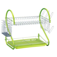Household two-tier dish rack with cup holder