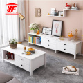 Sapce Saving Adjustable Wood TV Table Set Design