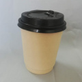 Disposable Paper Cup With Black Lid Coffee Cups