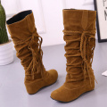 Students Poine Toe Faus Leather Knee High Boots