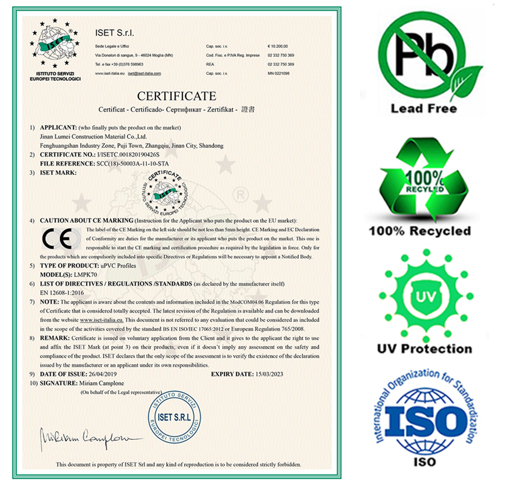 CE Certification for Best UPVC Profiles