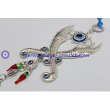 Turkey blue eyes Hamsa pendant Zulfiqar crossed swords machete wall home decoration