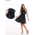 Feather Printing Summer New Slim Chiffon Print Dress Long Section of The Sleeveless Dress Bottoming a Word Women Dresses