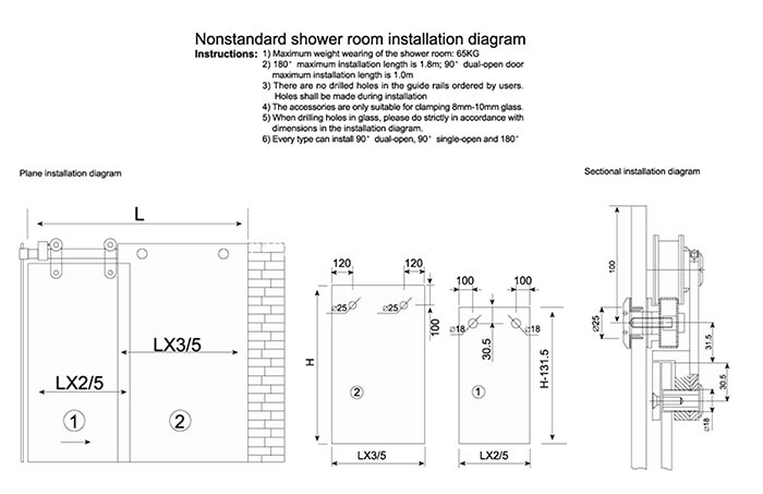 304 Tempered Glass Sliding Door