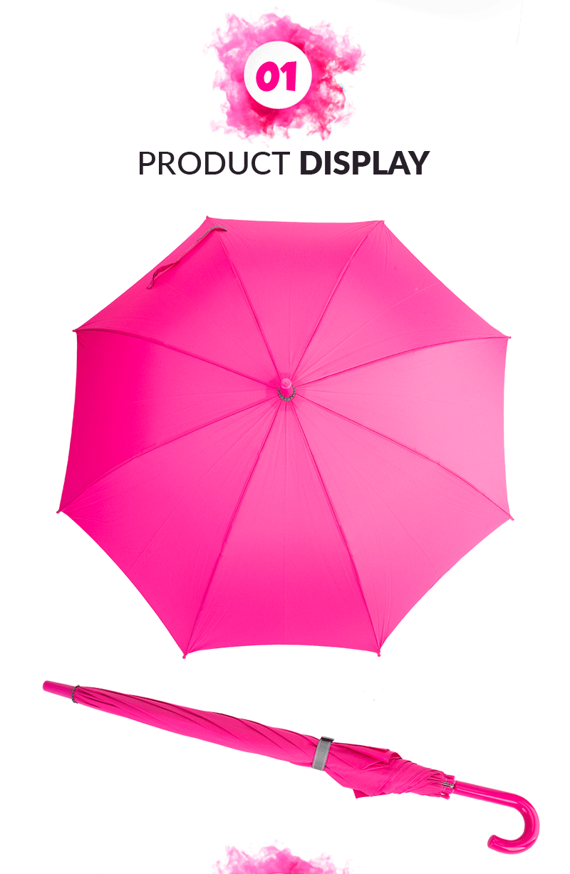 Fashion Plain Pink Auto Open Kids Umbrella