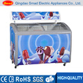 Vidro curvo Porta deslizante Ice Cream Display Comercial Peito Freezer