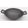 Cast iron wok with solid handle