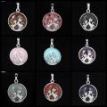 Chakra pierres précieuses rondes naturelles pendentif en cristal de guérison couples bijoux de chat en argent pour les filles des femmes