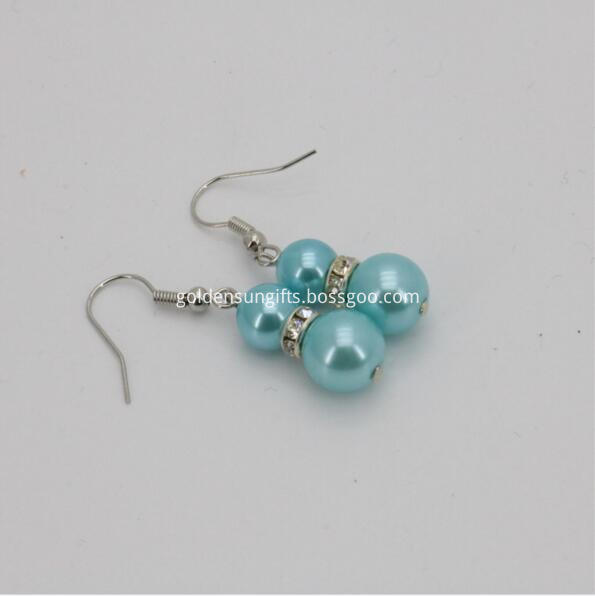 Sky Blue Sea Shell Pearl Bead Earrings