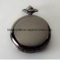 Black Mechanical Skeleton Pocket Watch com Cadeia Fob Homens Mulher